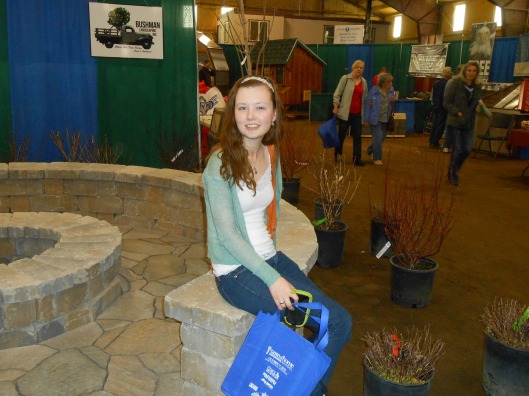 Me and some pretty stone landscaping. Plus that awesome bag! :)