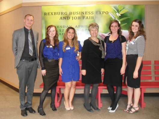Rexburg Business Expo Student Event Management Group with our supervisor Donna Benfield of the Chamber of Commerce (black dress)