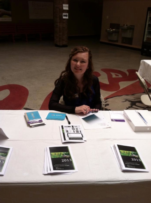Marisa Reeves Managing the Desk at the Rexburg Business Expo